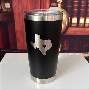 Sleek Black Insulated Tumbler with Texas Heart Design